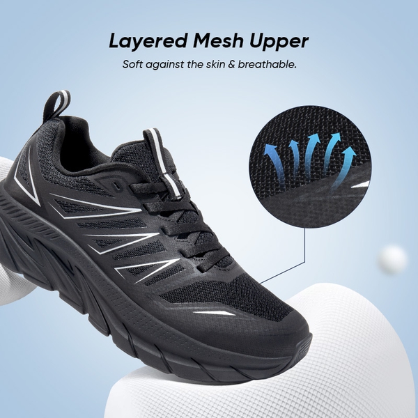 [ActiveSwift] Women's Breathable Gym & Workout Sneakers - ALL BLACK - 3